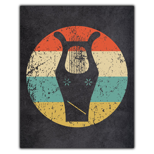Lyre Musical Instrument Music Icon Retro 8"x10" Wall Art Print