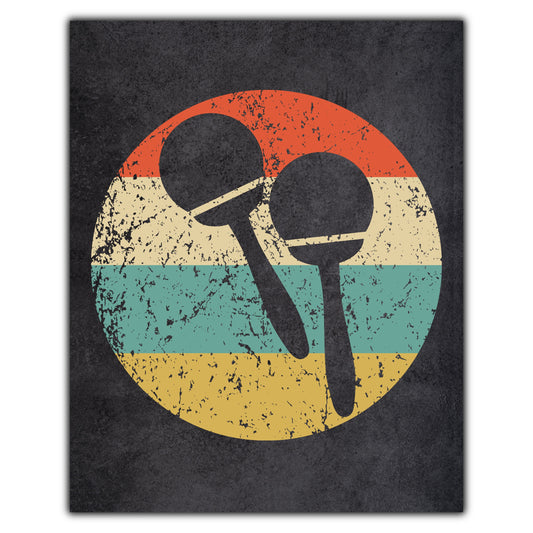 Maracas Musical Instrument Music Icon Retro 8"x10" Wall Art Print