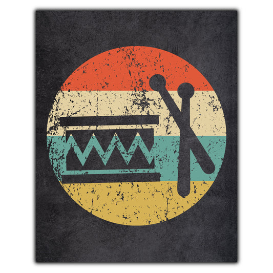 Marching Band Drum Musical Instrument Music Icon Retro 8"x10" Wall Art Print