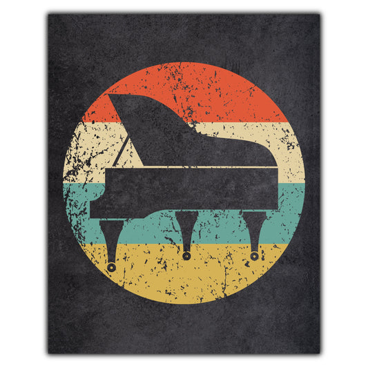 Piano Musical Instrument Music Icon Retro 8"x10" Wall Art Print