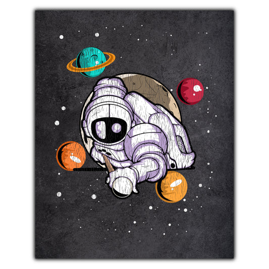 Billiards Astronaut Outer Space Spaceman Distressed 8"x10" Wall Art Print