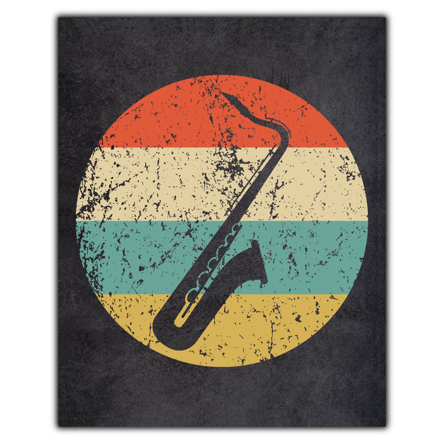 Saxophone Musical Instrument Music Icon Retro 8"x10" Wall Art Print