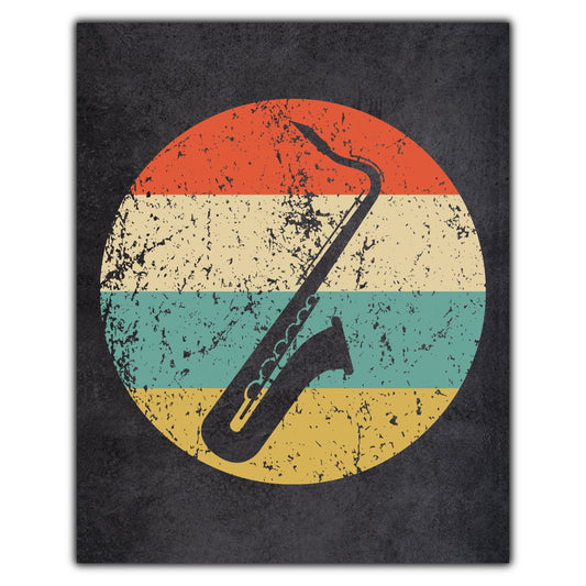 Saxophone Musical Instrument Music Icon Retro 8"x10" Wall Art Print