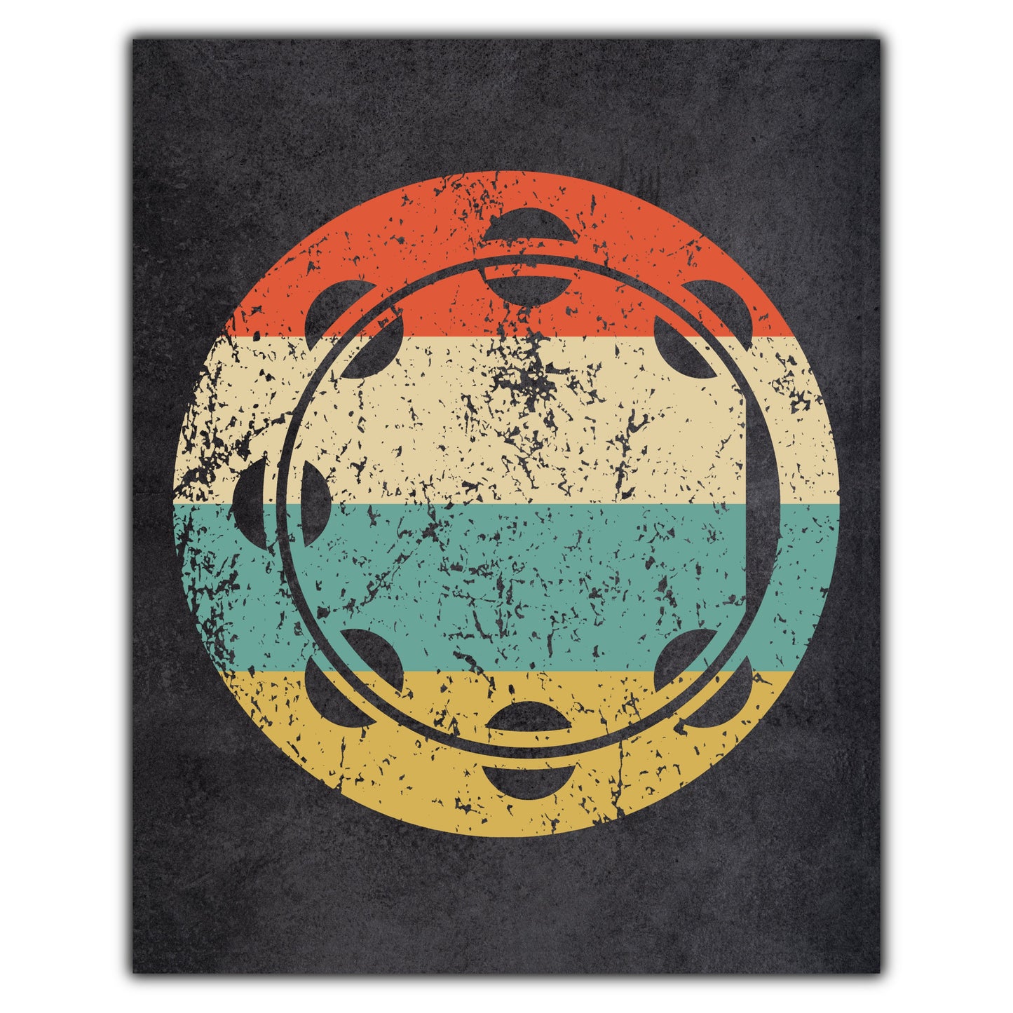 Tambourine Musical Instrument Music Icon Retro 8"x10" Wall Art Print