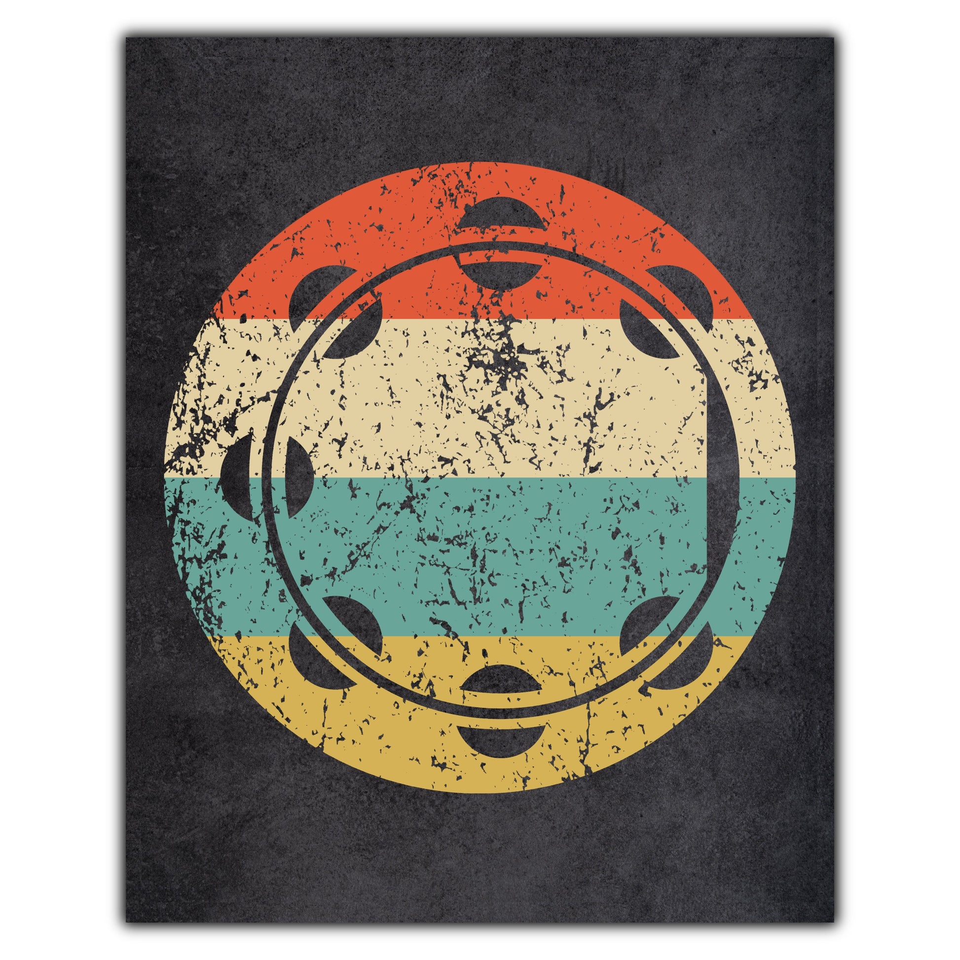 Tambourine Musical Instrument Music Icon Retro 8"x10" Wall Art Print