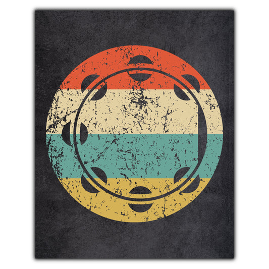 Tambourine Musical Instrument Music Icon Retro 8"x10" Wall Art Print