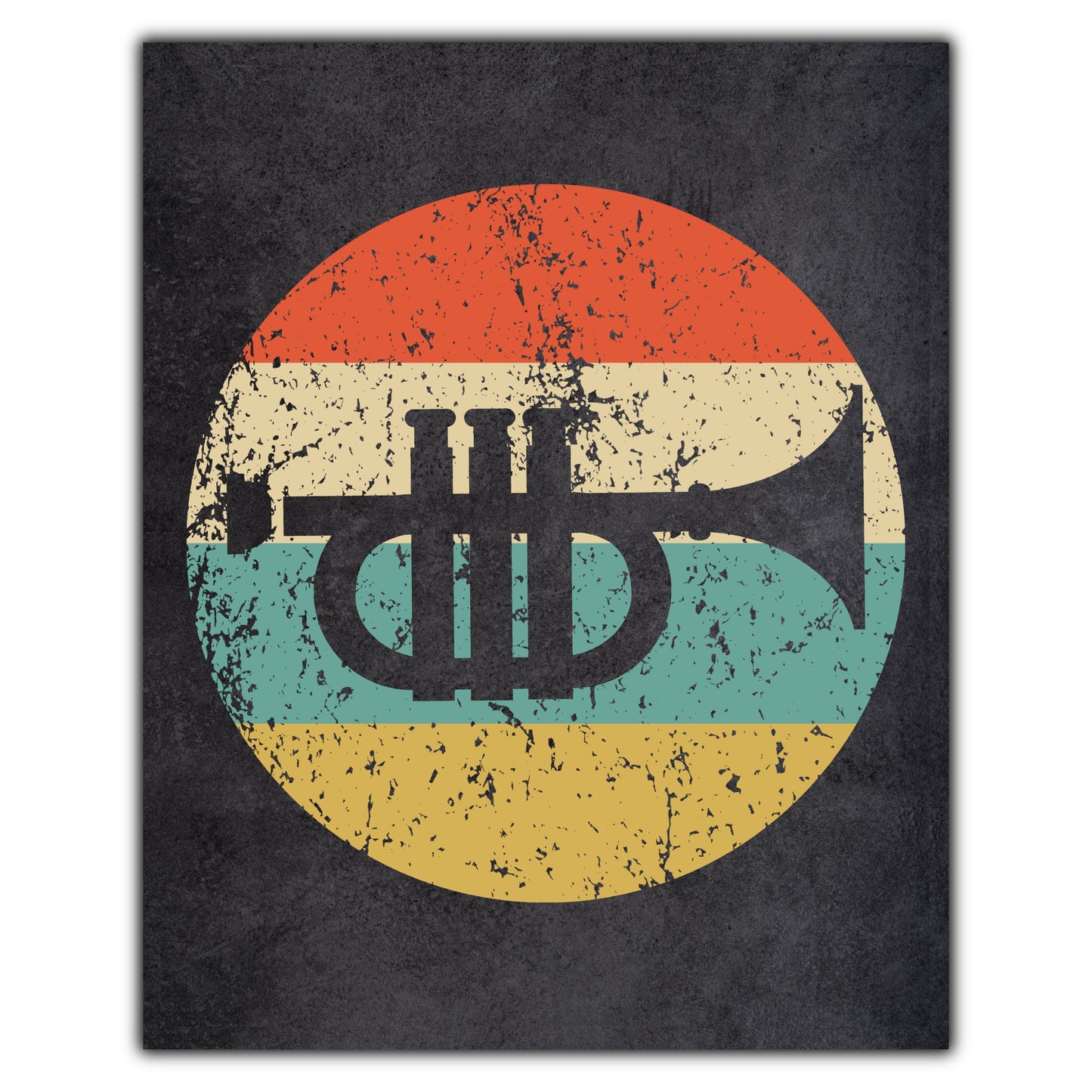 Trumpet Musical Instrument Music Icon Retro 8"x10" Wall Art Print