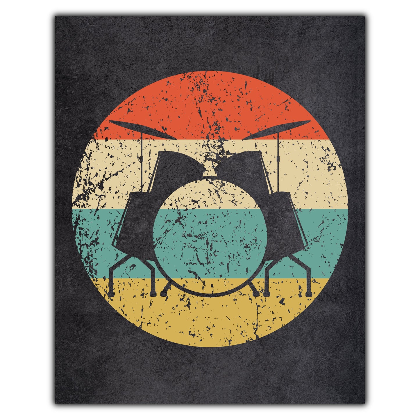 Drums Musical Instrument Music Icon Retro 8"x10" Wall Art Print