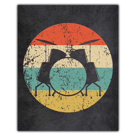 Drums Musical Instrument Music Icon Retro 8"x10" Wall Art Print