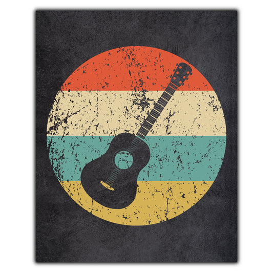 Acoustic Guitar Musical Instrument Music Icon Retro 8"x10" Wall Art Print