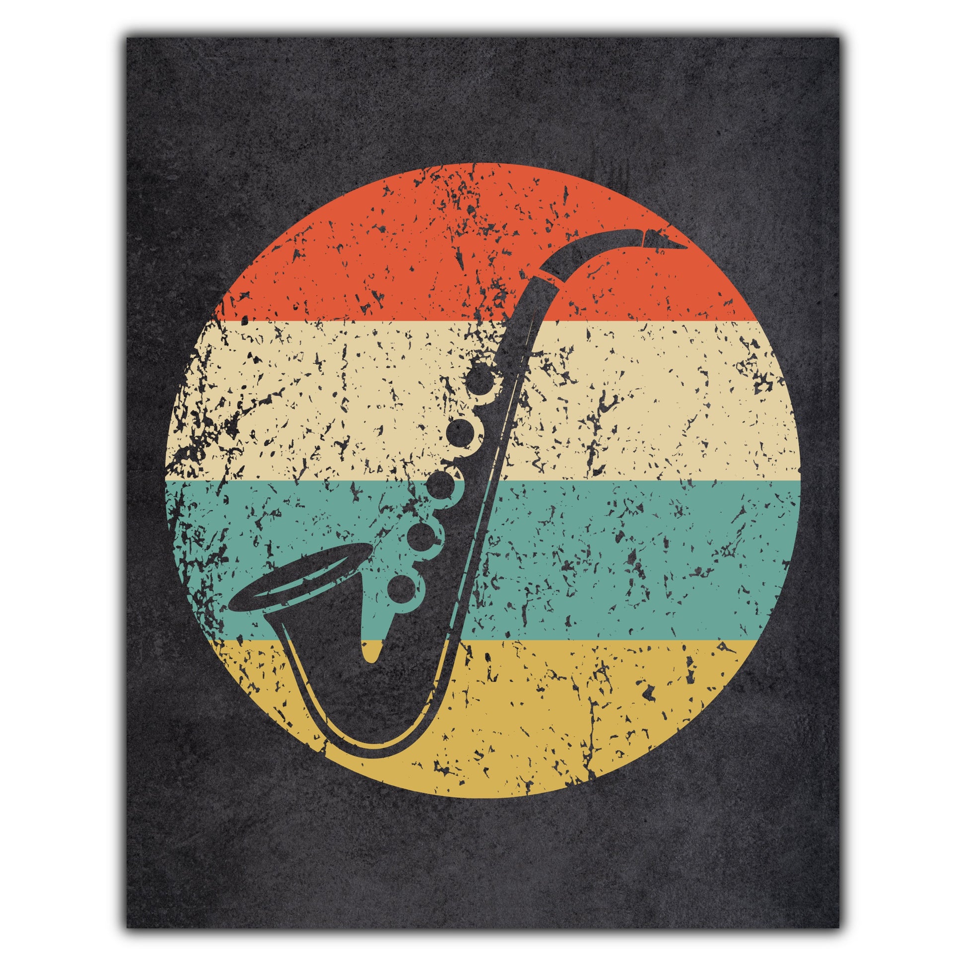 Saxophone Musical Instrument Music Icon Retro 8"x10" Wall Art Print