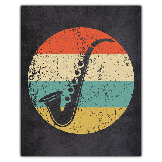 Saxophone Musical Instrument Music Icon Retro 8"x10" Wall Art Print