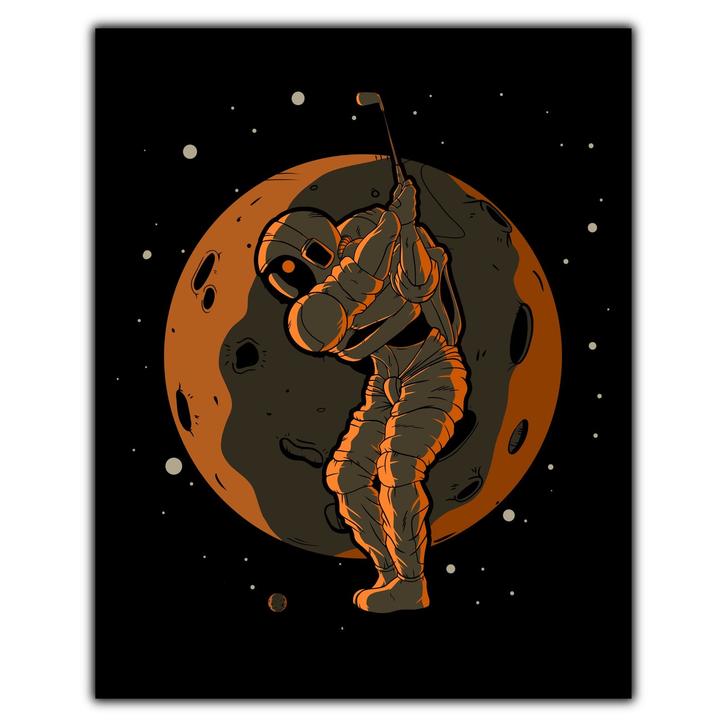 Golf Astronaut Outer Space Spaceman 8"x10" Wall Art Print