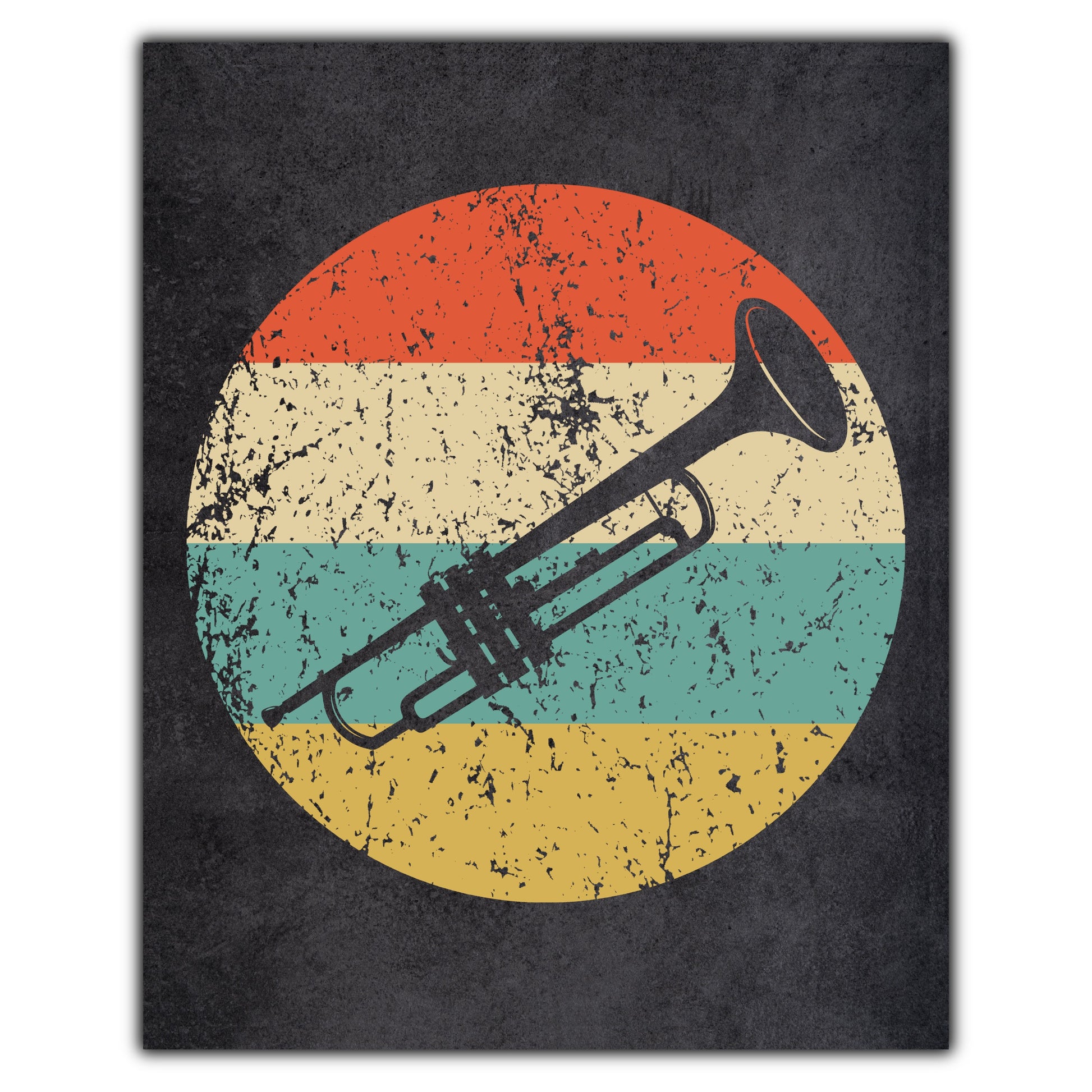 Trumpet Musical Instrument Music Icon Retro 8"x10" Wall Art Print