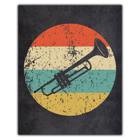 Trumpet Musical Instrument Music Icon Retro 8"x10" Wall Art Print
