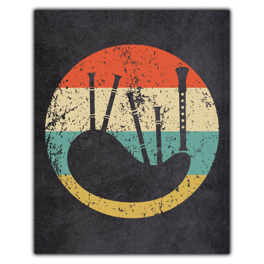Bagpipes Musical Instrument Music Icon Retro 8"x10" Wall Art Print