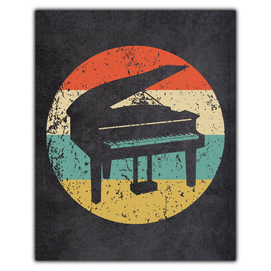 Piano Musical Instrument Music Icon Retro 8"x10" Wall Art Print