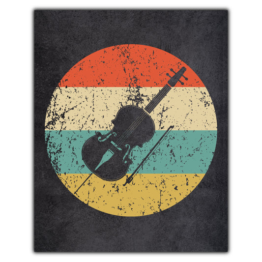 Cello Musical Instrument Music Icon Retro 8"x10" Wall Art Print