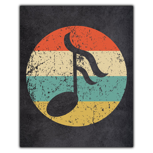 16th Note Music Icon Retro 8"x10" Wall Art Print