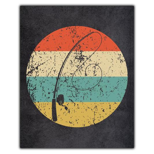 Fishing Pole Icon Retro 8"x10" Wall Art Print