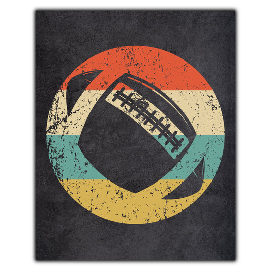 Football Sports Icon Retro 8"x10" Wall Art Print