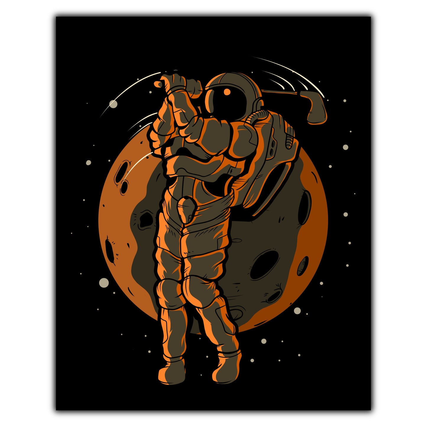Golf Astronaut Outer Space Spaceman 8"x10" Wall Art Print