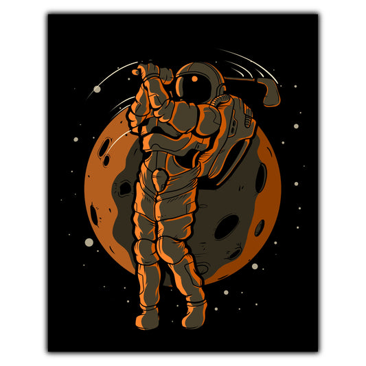 Golf Astronaut Outer Space Spaceman 8"x10" Wall Art Print
