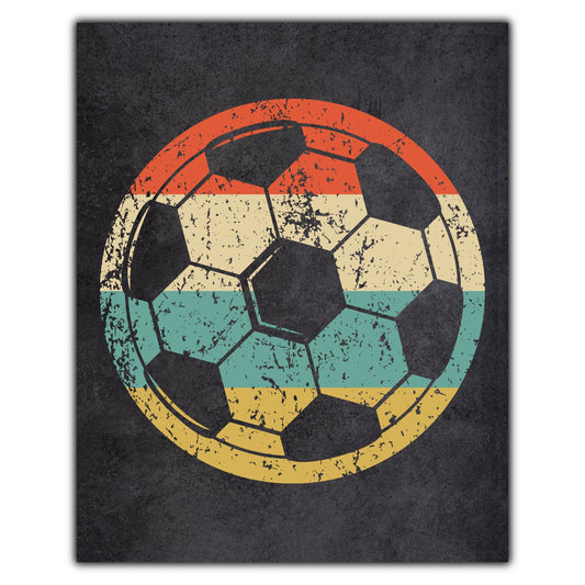 Soccer Ball Sports Icon Retro 8"x10" Wall Art Print