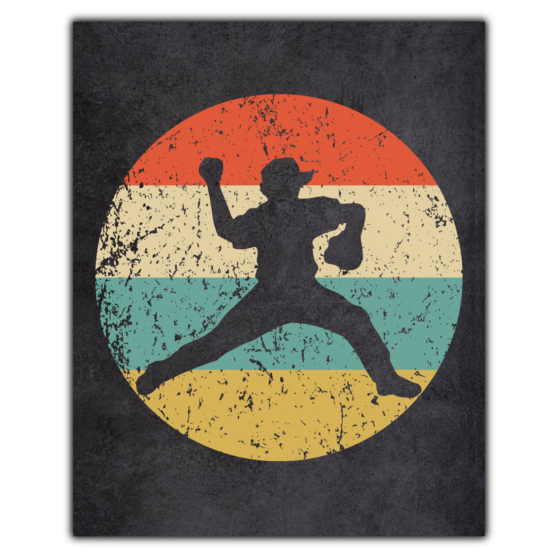Baseball Player Pitcher Sports Icon Retro 8"x10" Wall Art Print