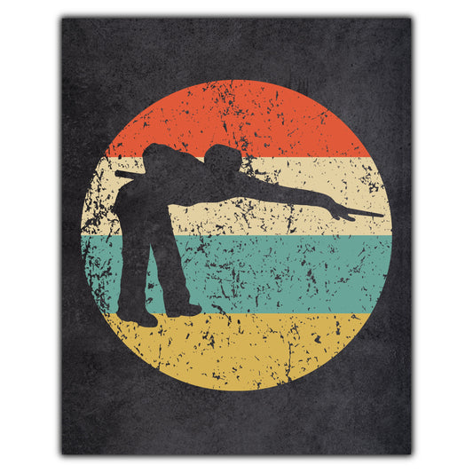 Billiards Player Pool Player Sports Icon Retro 8"x10" Wall Art Print