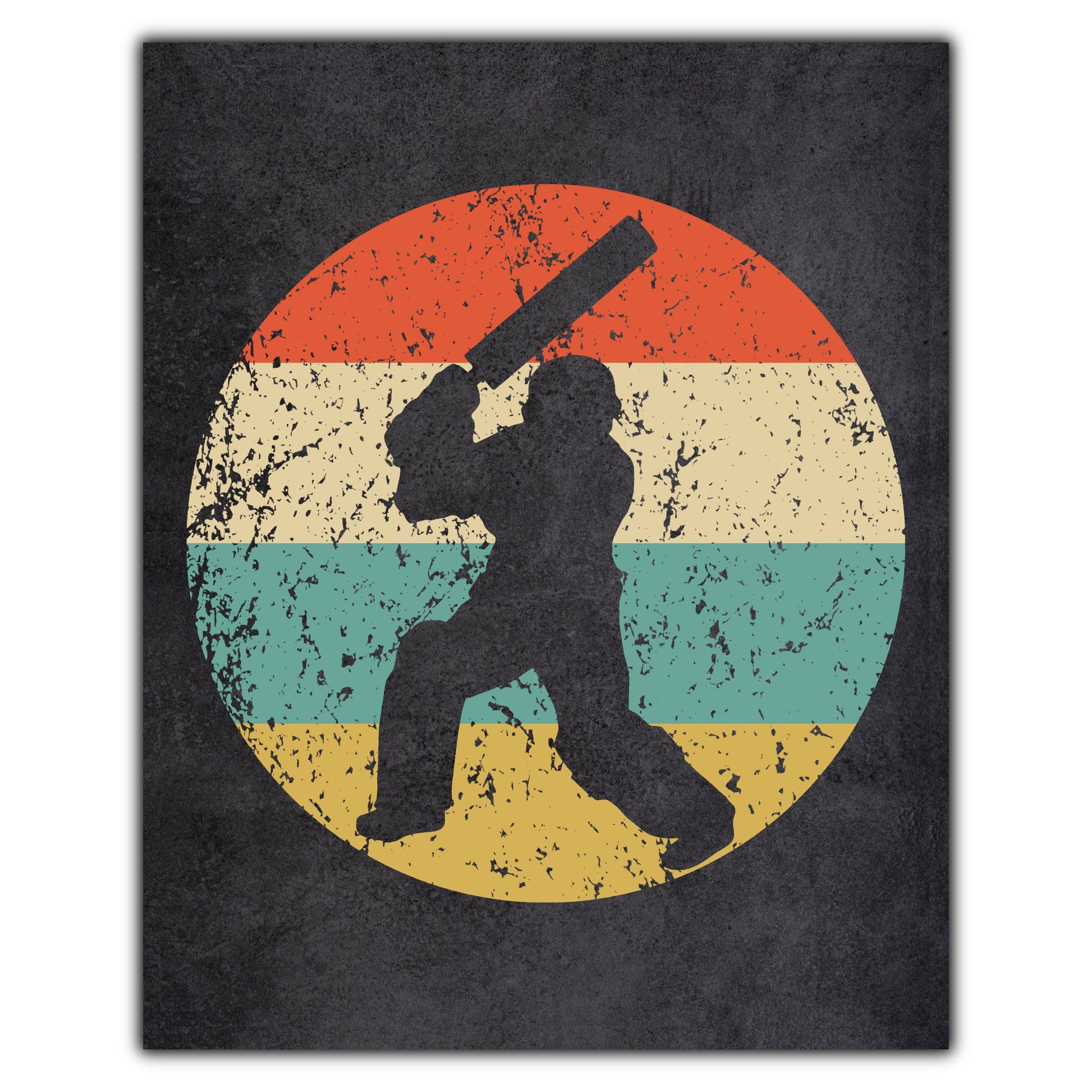 Cricket Player Sports Icon Retro 8"x10" Wall Art Print