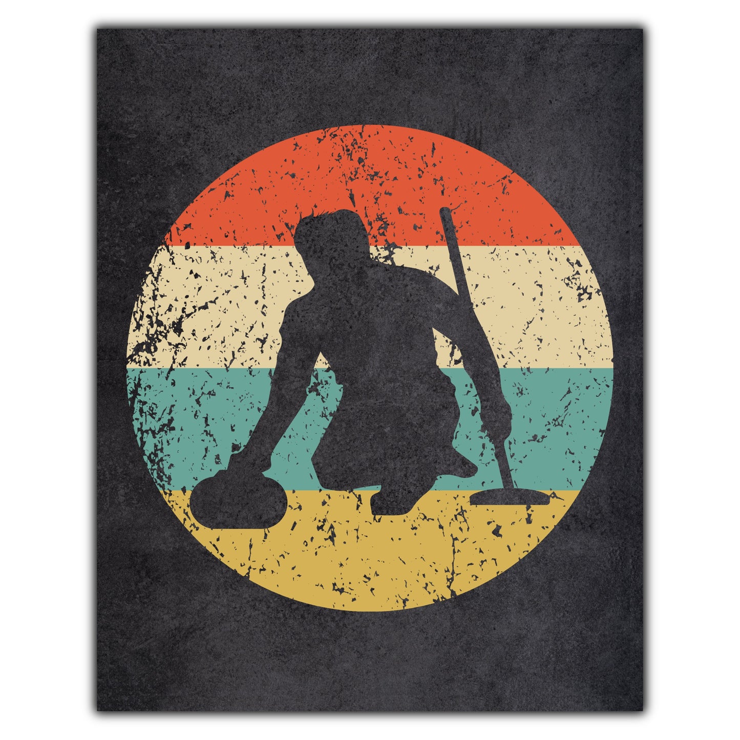 Curler Curling Sports Icon Retro 8"x10" Wall Art Print