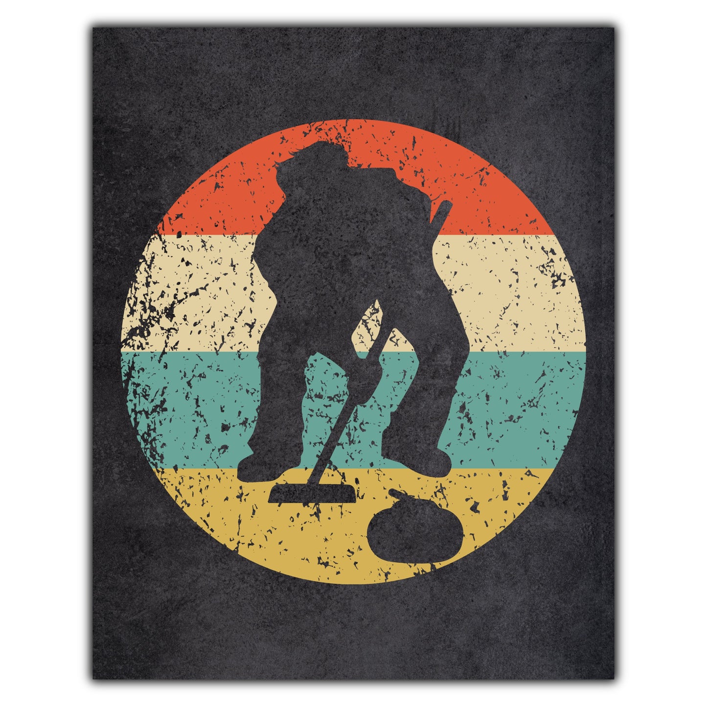 Curling Curler Sports Icon Retro 8"x10" Wall Art Print