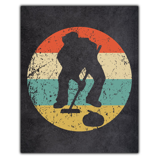 Curling Curler Sports Icon Retro 8"x10" Wall Art Print