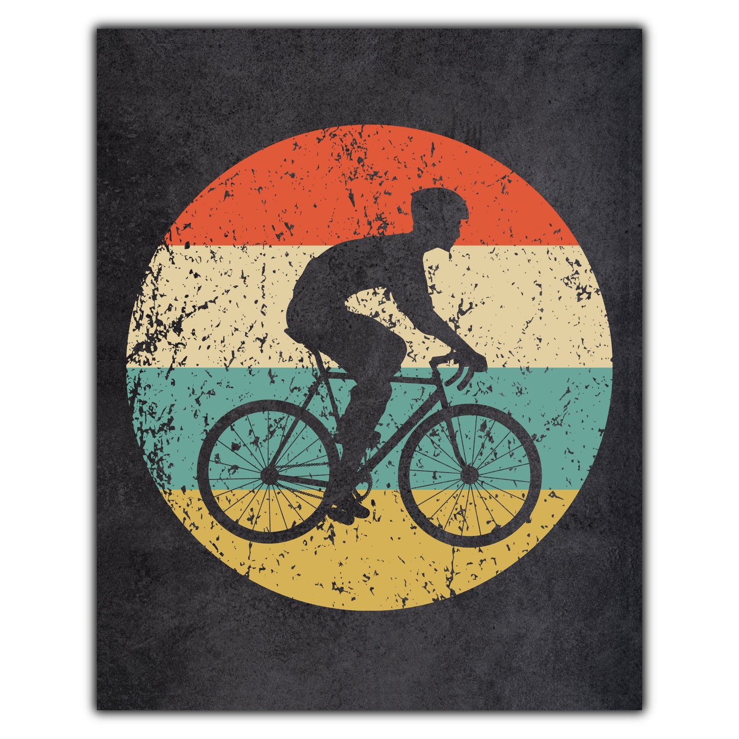 Cyclist Riding Bike Cycling Sports Icon Retro 8"x10" Wall Art Print