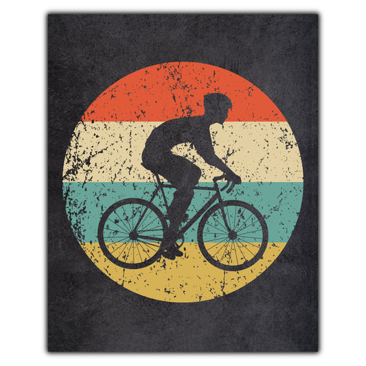 Cyclist Riding Bike Cycling Sports Icon Retro 8"x10" Wall Art Print