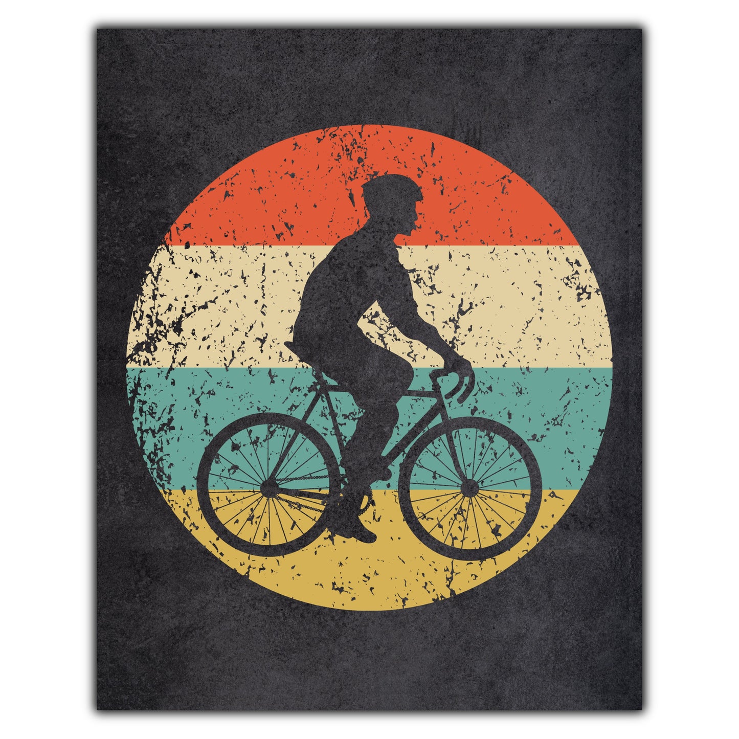 Cycling Cyclist Riding Bike Sports Icon Retro 8"x10" Wall Art Print
