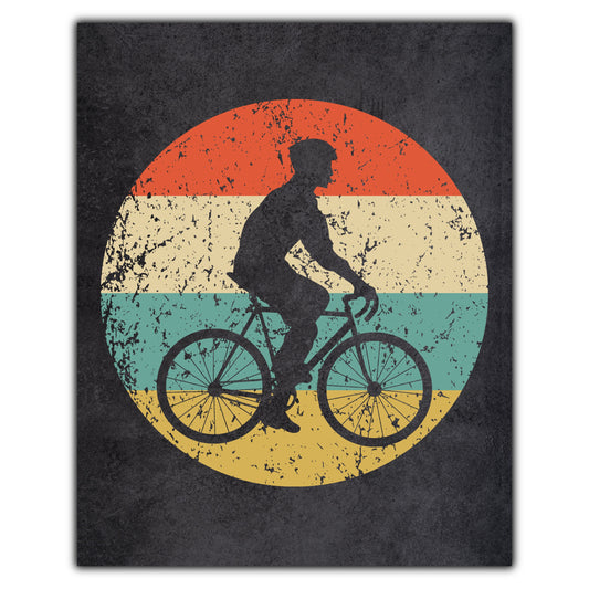 Cycling Cyclist Riding Bike Sports Icon Retro 8"x10" Wall Art Print