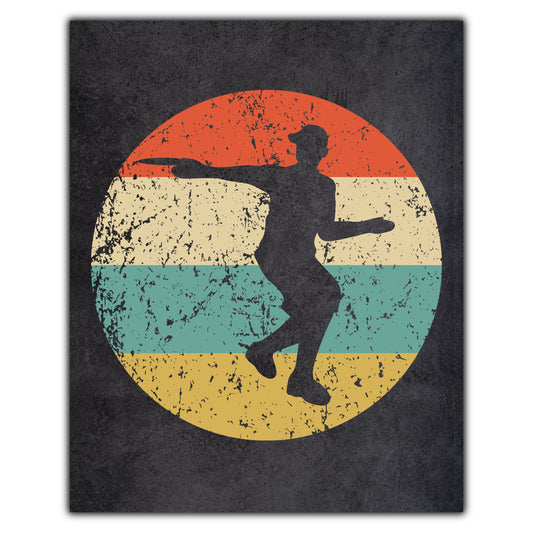 Disc Golf Player Sports Icon Retro 8"x10" Wall Art Print