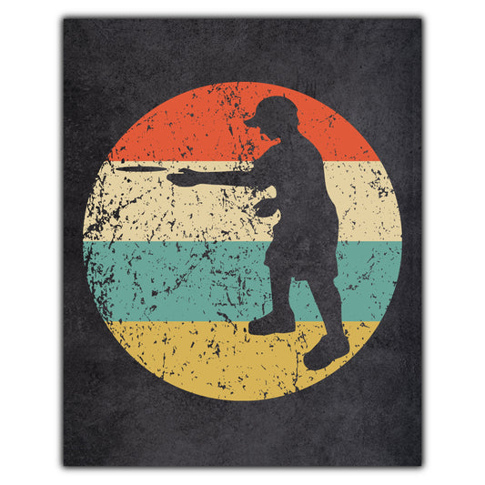 Disc Golf Player Sports Icon Retro 8"x10" Wall Art Print