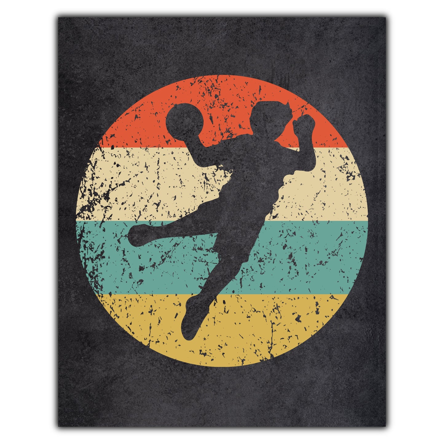 Handball Dodgeball Player Sports Icon Retro 8"x10" Wall Art Print
