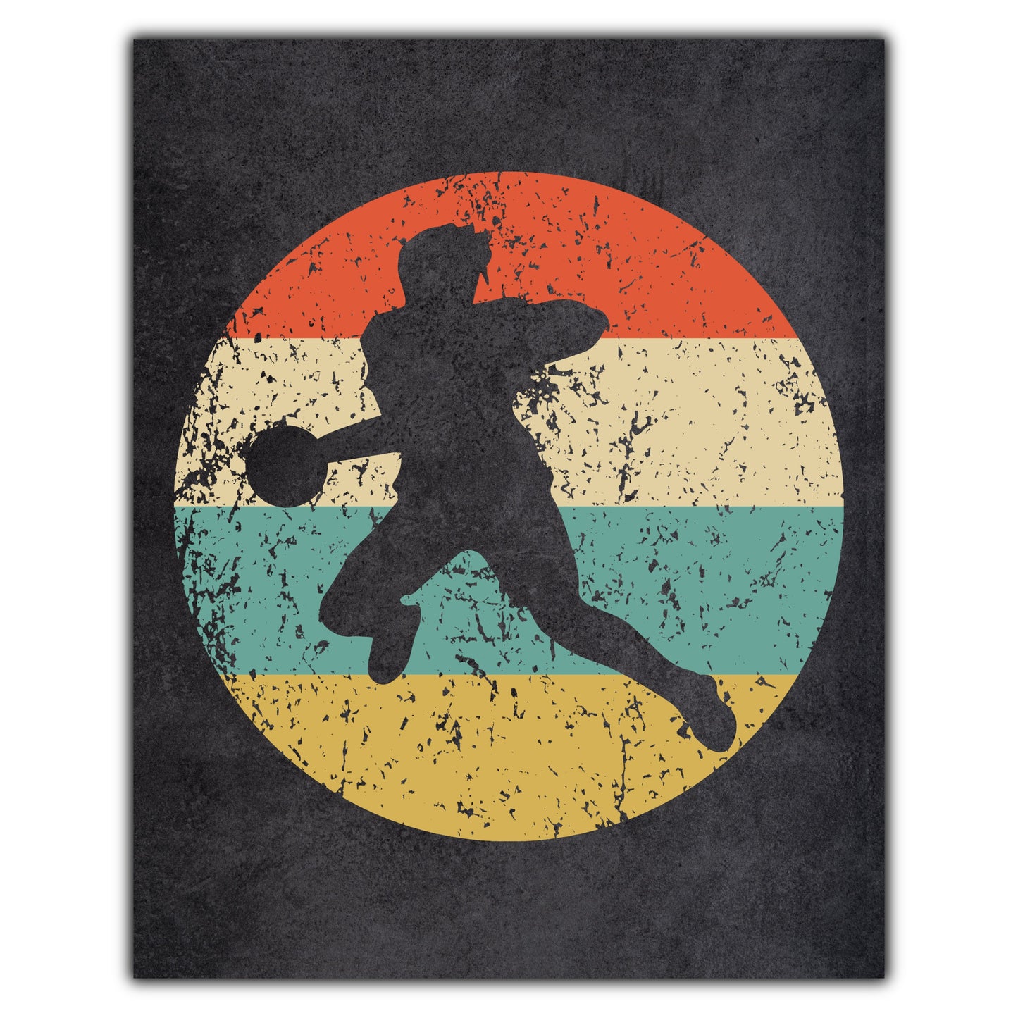 Handball Dodgeball Player Sports Icon Retro 8"x10" Wall Art Print