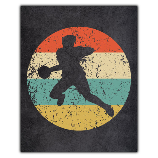 Handball Dodgeball Player Sports Icon Retro 8"x10" Wall Art Print