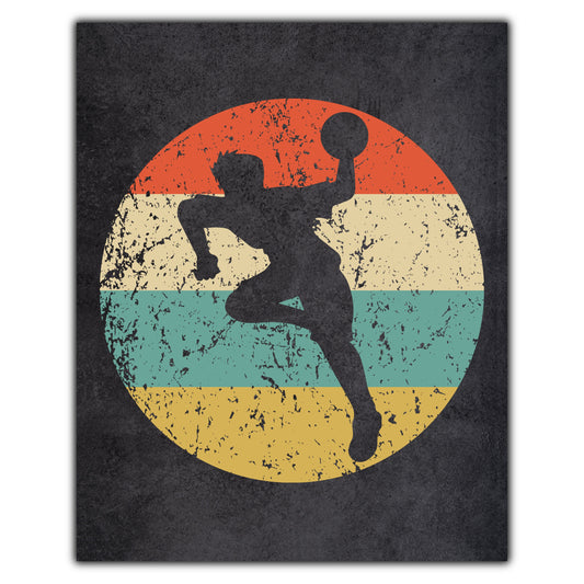 Dodgeball Handball Player Sports Icon Retro 8"x10" Wall Art Print