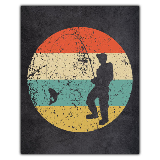 Fisherman Sports Icon Retro 8"x10" Wall Art Print