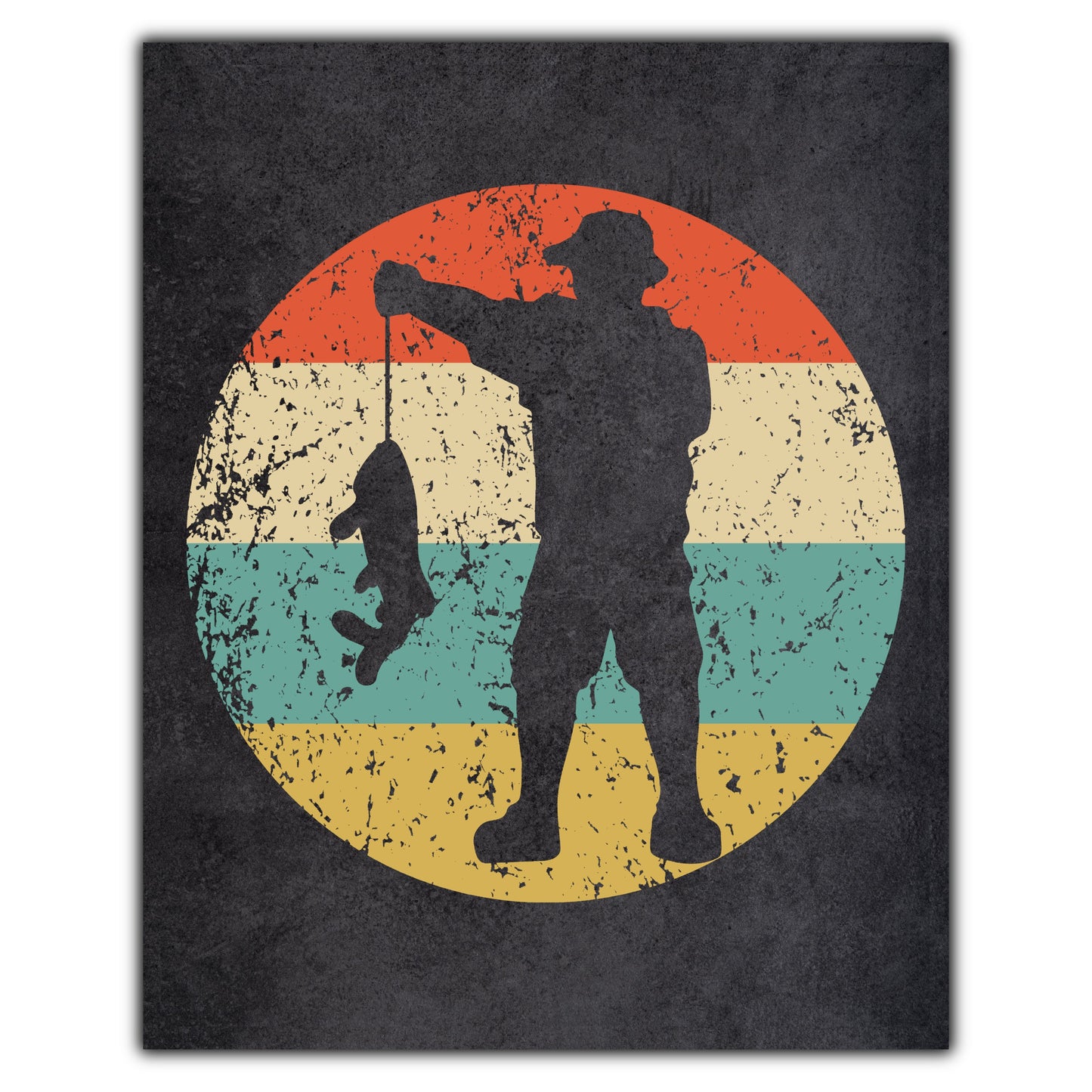 Fisherman Sports Icon Retro 8"x10" Wall Art Print