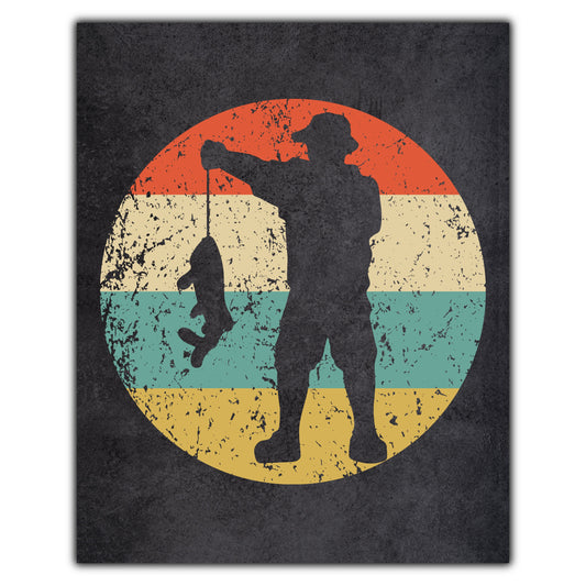 Fisherman Sports Icon Retro 8"x10" Wall Art Print