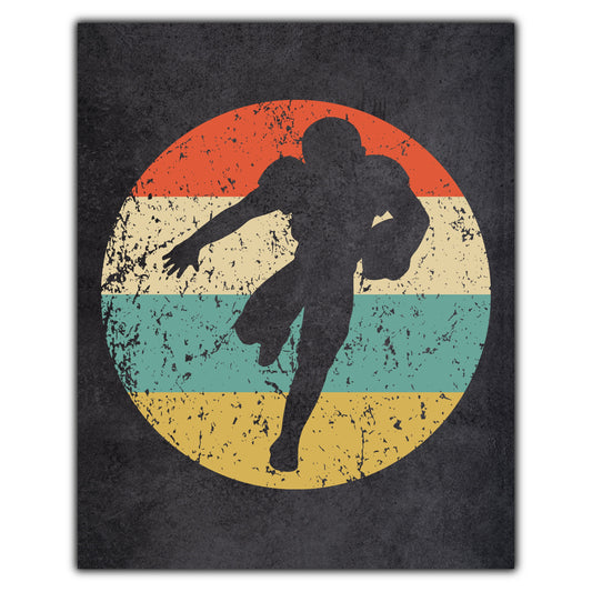 Football Player Running Back Sports Icon Retro 8"x10" Wall Art Print