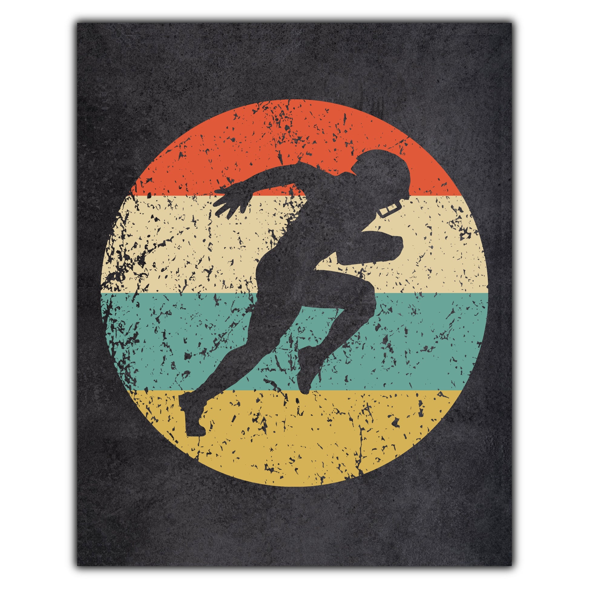 Running Back Football Player Sports Icon Retro 8"x10" Wall Art Print