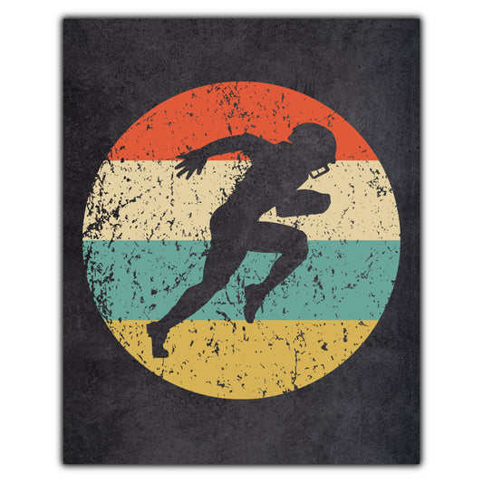 Running Back Football Player Sports Icon Retro 8"x10" Wall Art Print